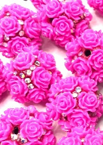 fancy clay bead flower rose flower with rhinestone pearl colored flower neon color,randomix