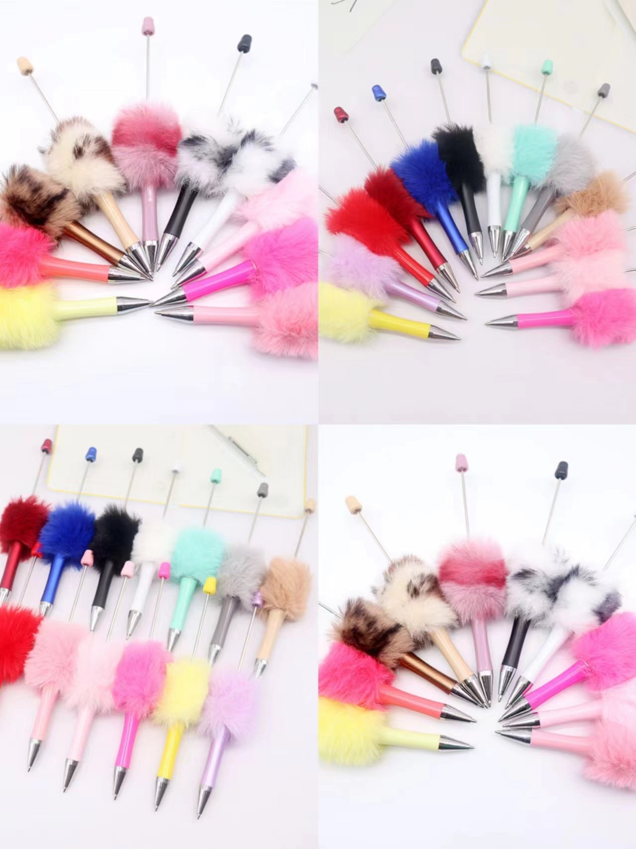 Colored Fluffy Furry Beadable Beaded pen (in the between )