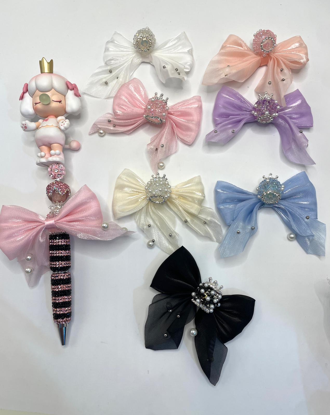 textile fabrica with crown bead fancy bead silk bow pillow fancy bead craft with crown organza silk finishing bow ,ornament with pearl and sugar stone, delicate handcraft ,randon mix color