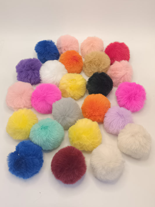 Colored Fluffy Pom Pom Balls with Elastic Loop,Random Mix