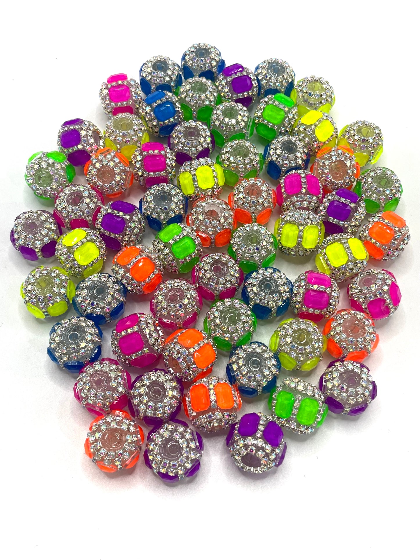 neon beads square mirror neon beads fancy beads Random Mix  16mm
