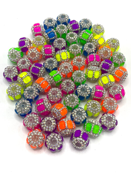 neon beads square mirror neon beads fancy beads Random Mix  16mm