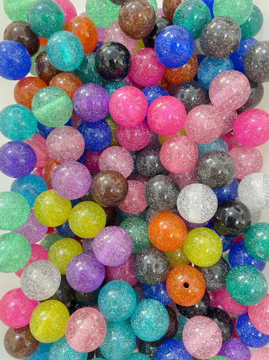 Acrylic bead glitter Colorful acrylic beads 16mm Random Mix