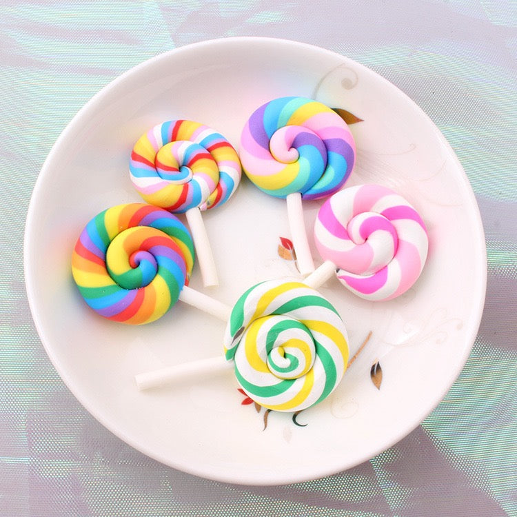 Rain bow lollipop colorful lollipop candy for craft diy keychain pen bag chain charm pendant (without hole )