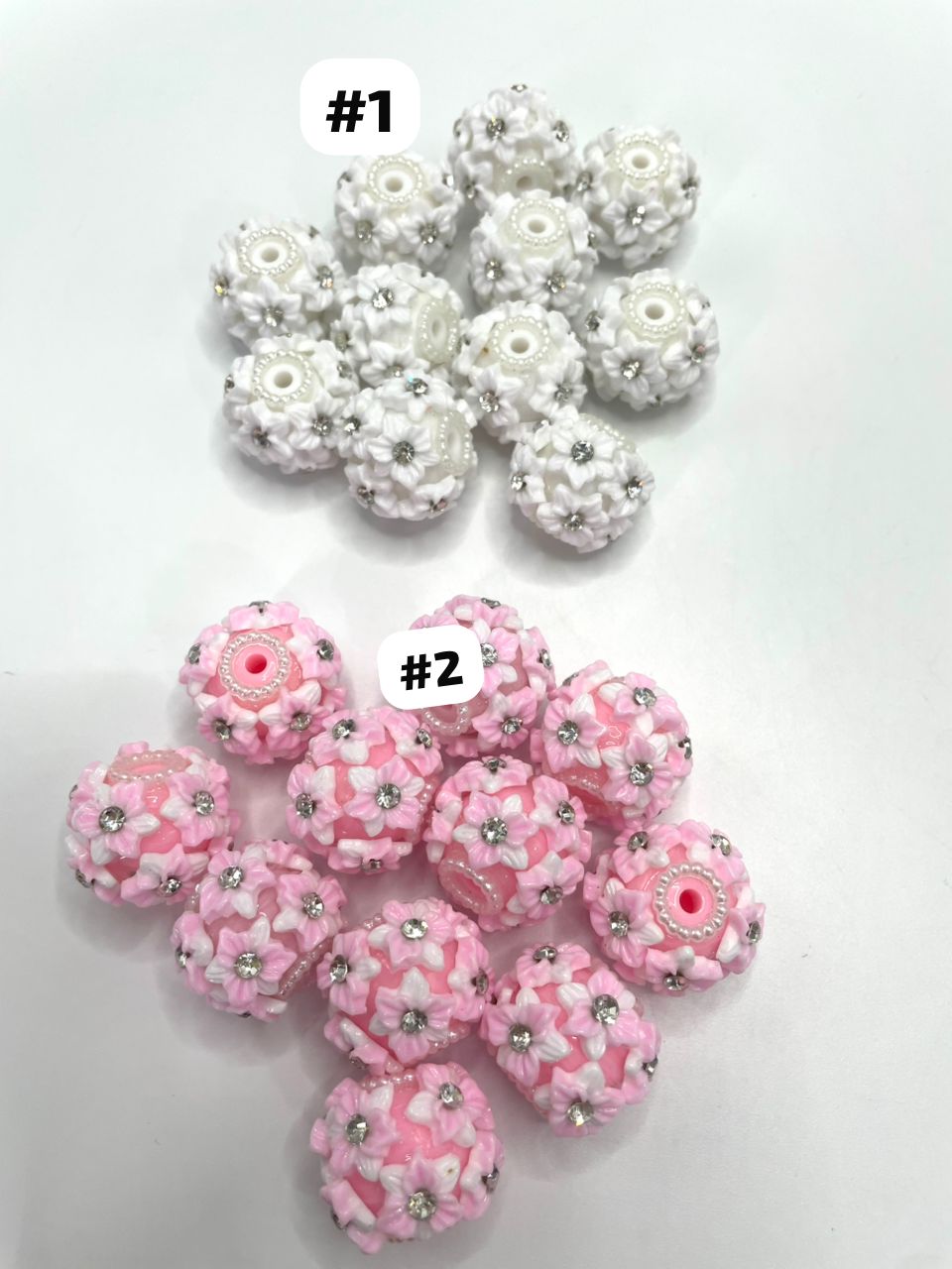 Diy Beaded beadable Flower beads with rhinestones