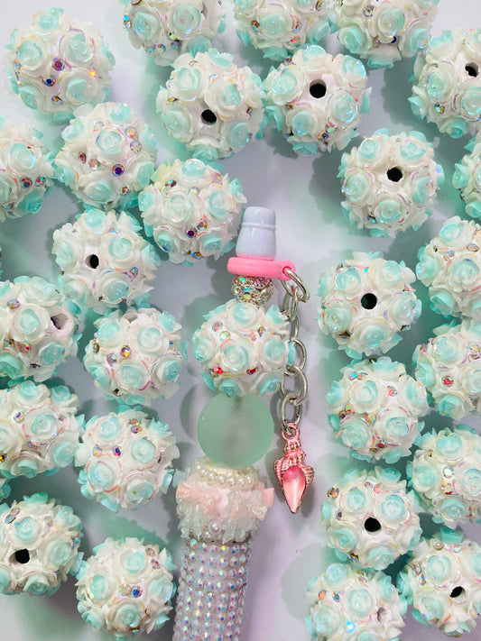 Clay flower beads Pearl beads  Rose flower ombre glitter glitter beads