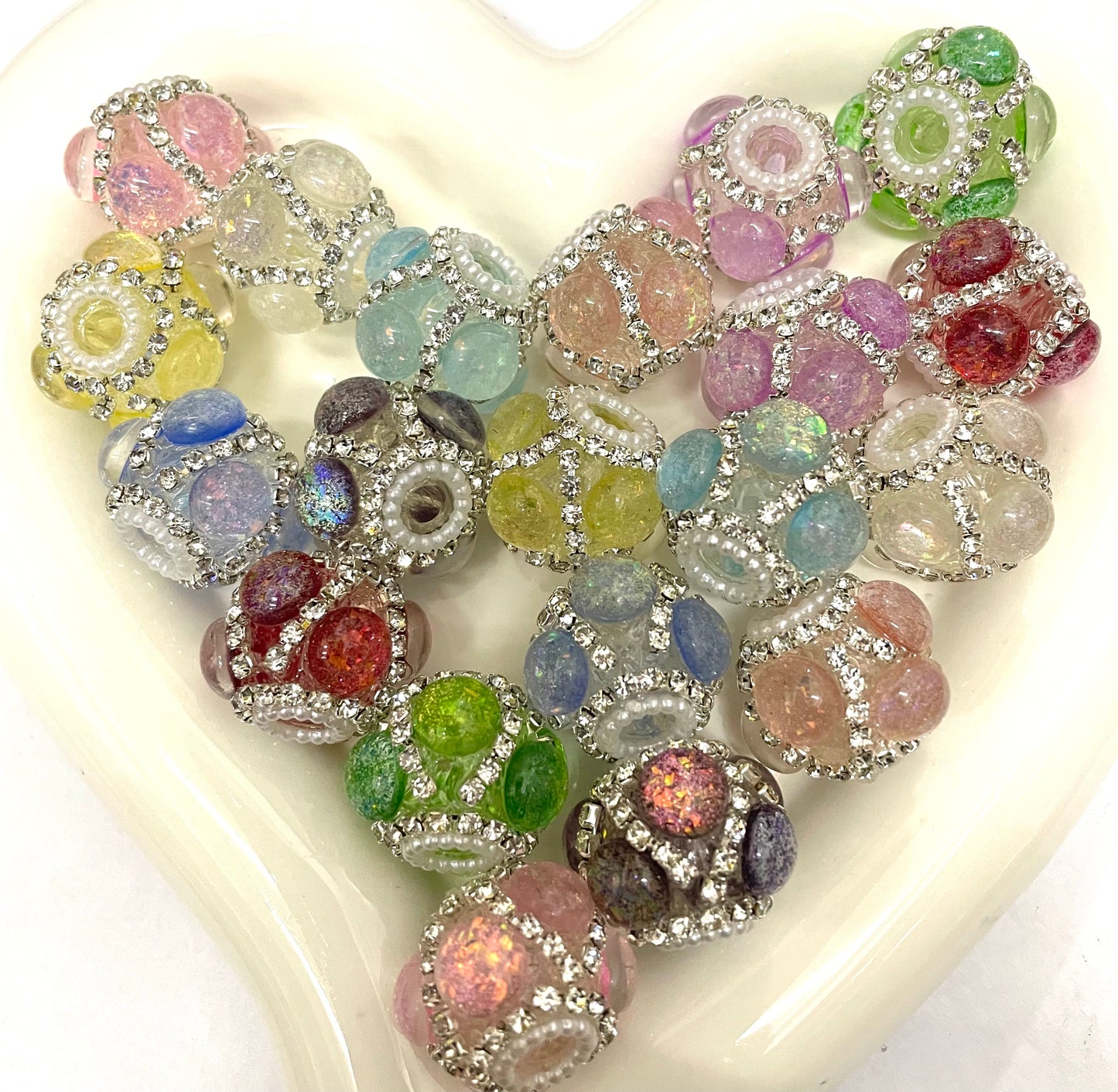 Fancy bead round bubble with chain fancy beads radom mixed