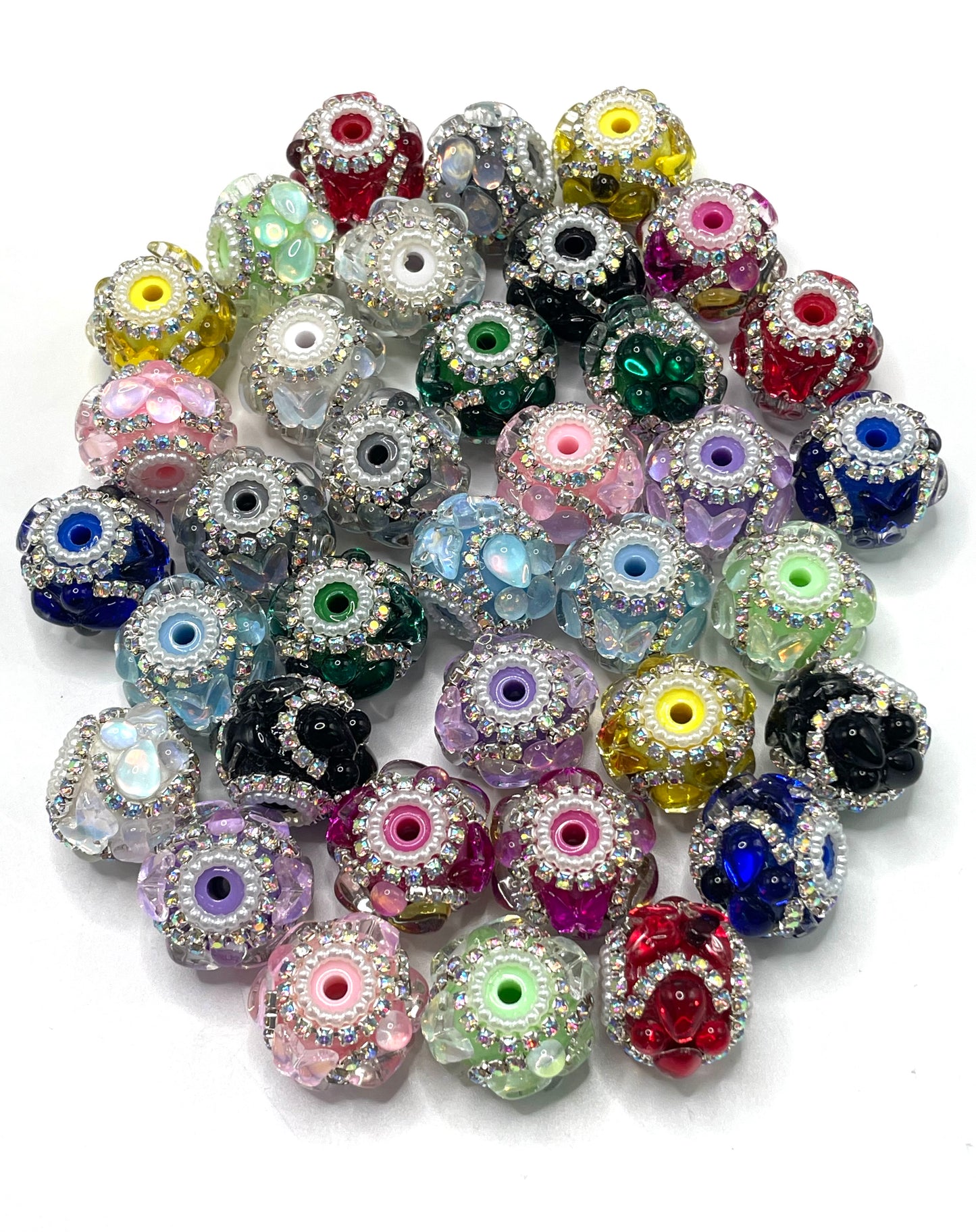 Fancy Beads Rhinestone Chain Water droplet Pearl charm Random Mix 18mm