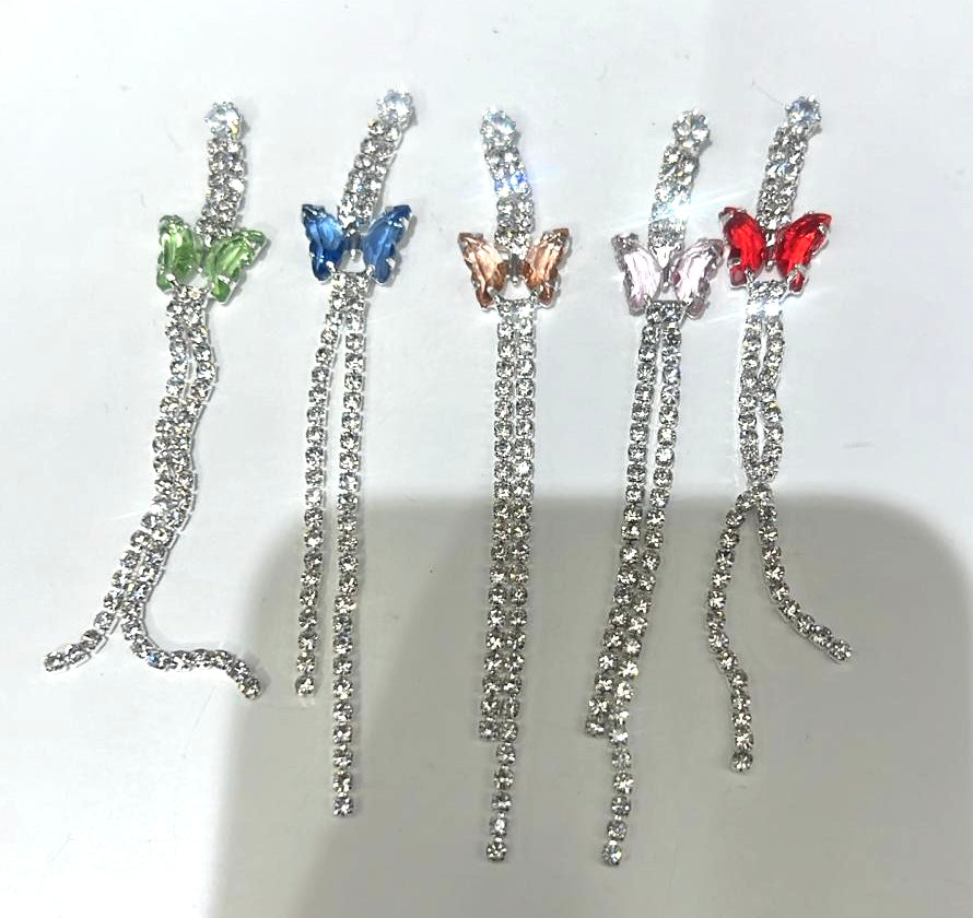 diy charms with fancy dangling dangles bow butterfly rhinestone chain ,random mix
