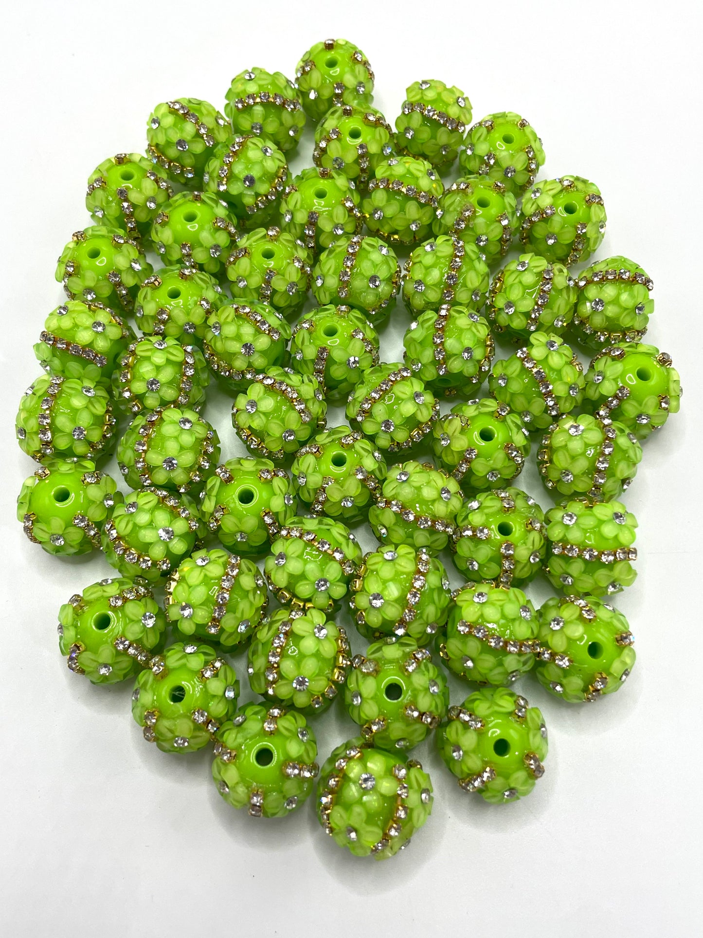 Neon Beaded beads Chain 3D flowers Bright colors Golden chain and silver chain Random Mix 16mm