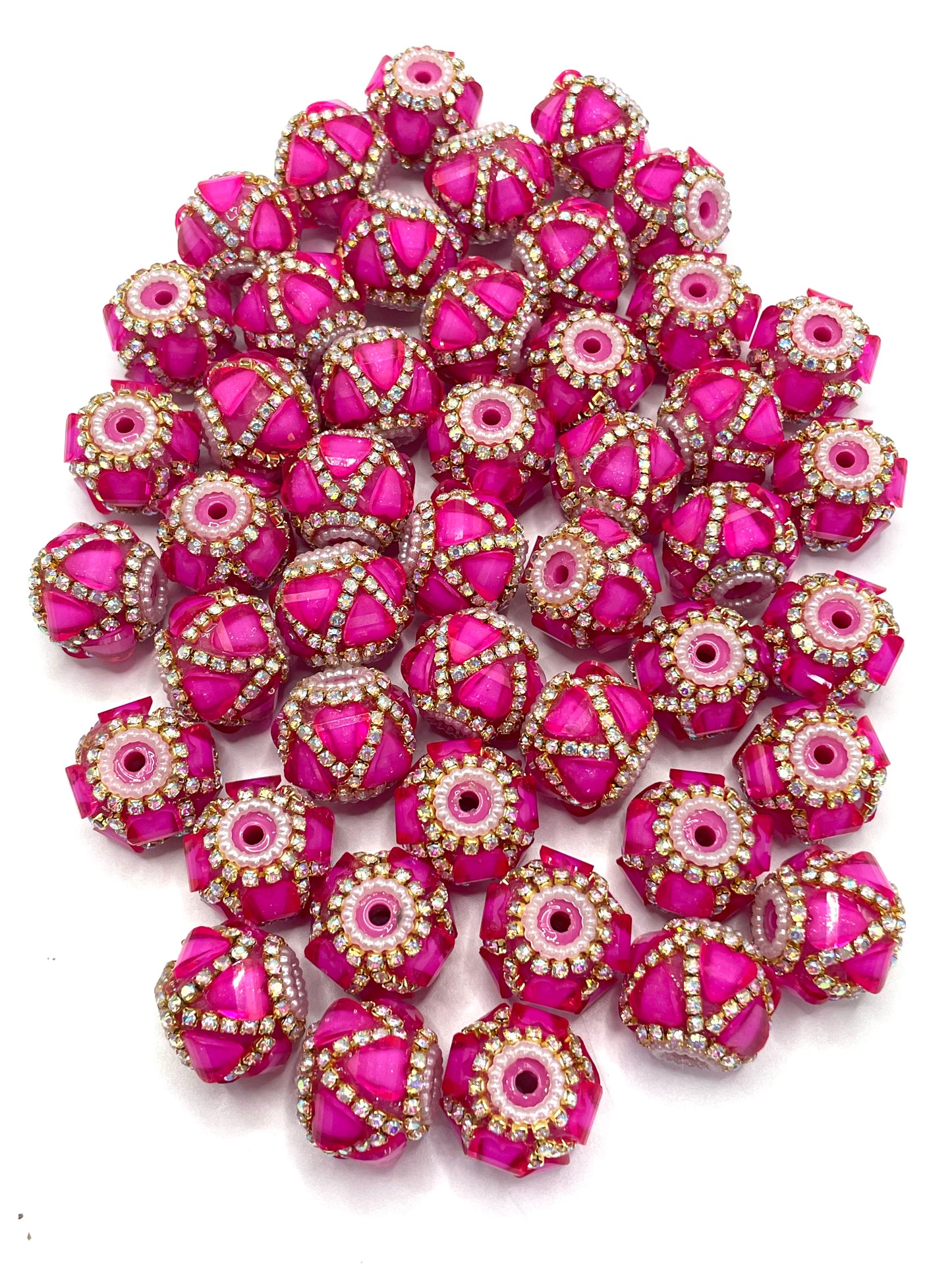 neon bead heart bead with pearl and silver chain fancy beads Golden Chain beads Random Mix