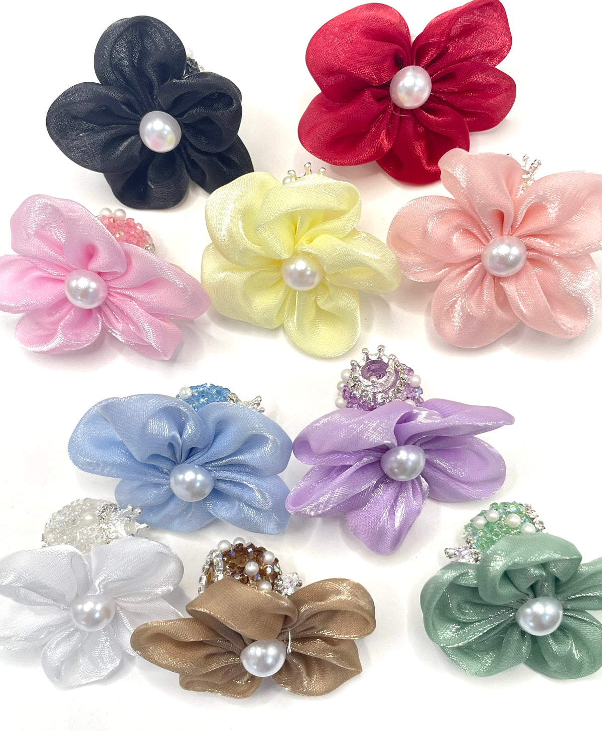 beaded beadable beady textile fabrica with crown bead fancy bead silk bow pillow fancy bead craft with crown organza silk finishing bow ,ornament with pearl and sugar stone, delicate handcraft ,randon mix color