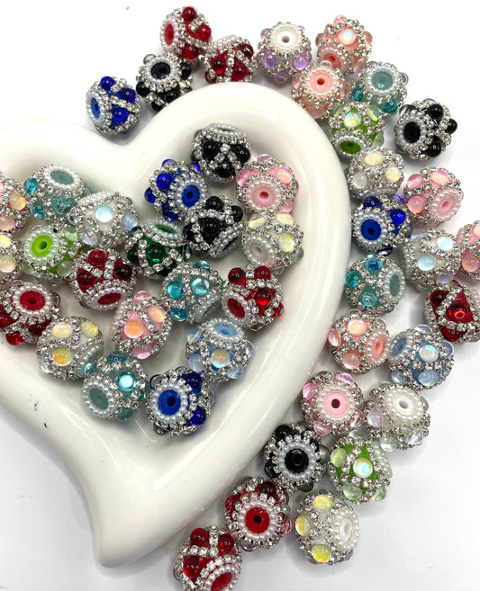 Diy fancy bead fancy bubble ornaments with rhinestone chain and pearl colored random mix