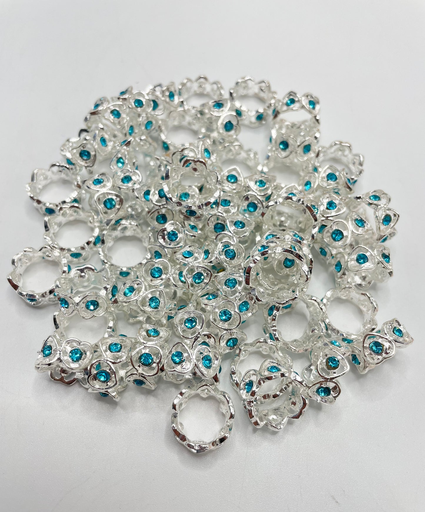 Metal spacer Alloy beads Heart Rhinestone Multicolored Alloy gasket Random Mix