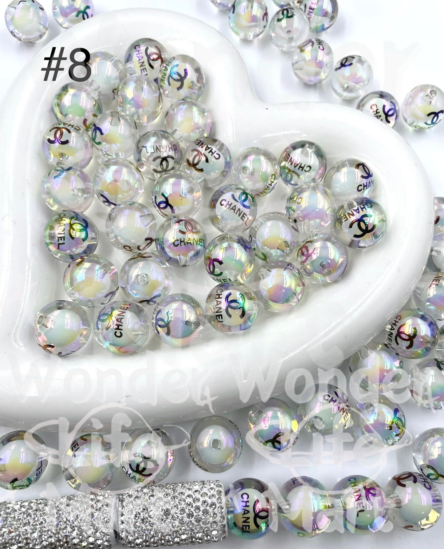 Acrylic beads Fashion trend symbol Trendy beads Brand beads logo Beads 16mm