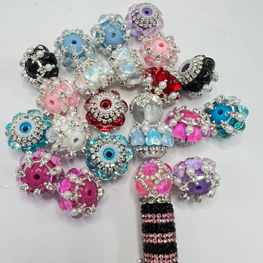 heart bead  bubble heart heart with pearl beads heart with chain