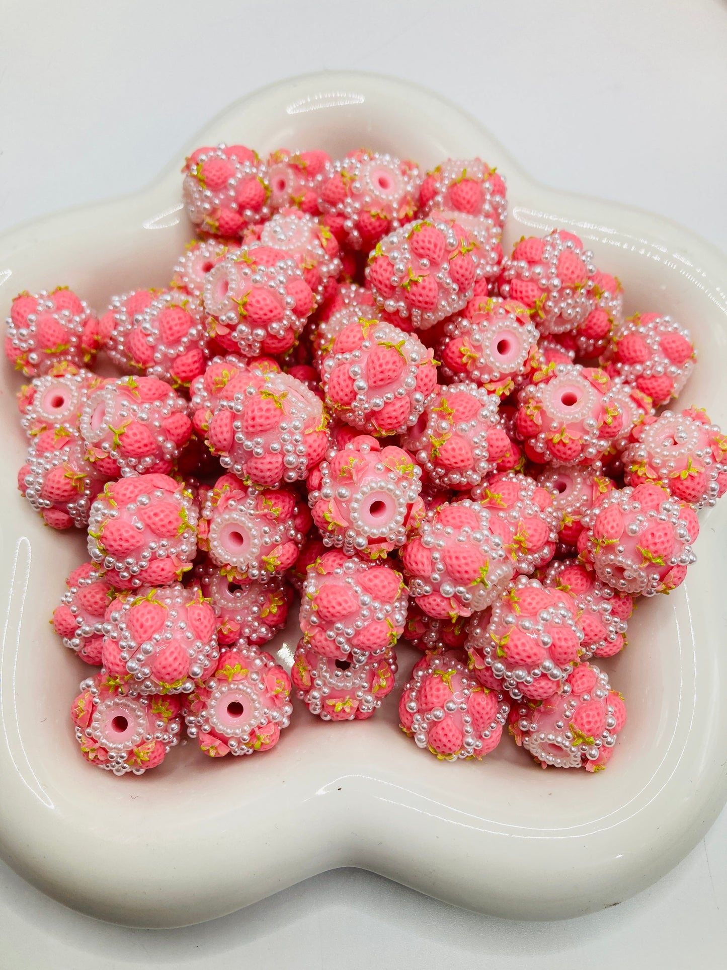 Strawberry Cherry Pearl rhinestone fruit acrylic bead stringing jewelry