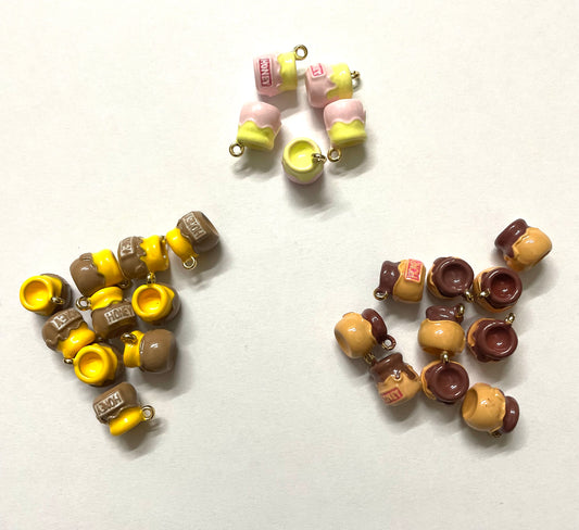 Metal alloy diy charms pendant oil-spot glaze honey jar with loop colored