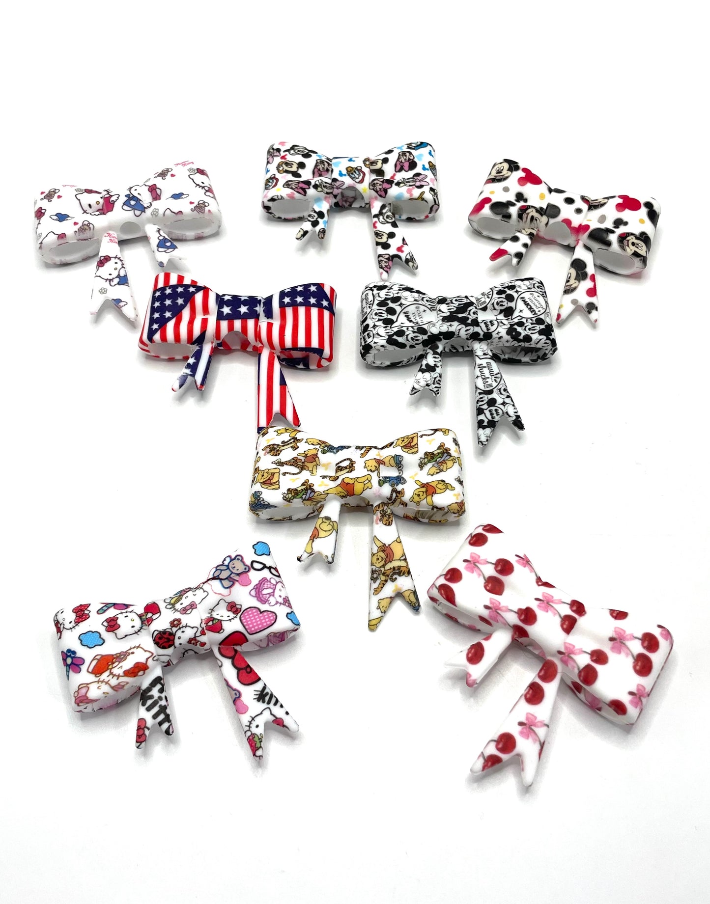 beaded beadable silicon bow beads big bow ,colored Pattern watermark bow Silicone bow 58mm Random Mix