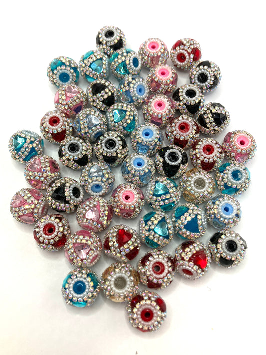 acrylic lantern heart Chain Pearl Heart-shaped rhinestone Bead mirror Heart  Random Mix 19mm