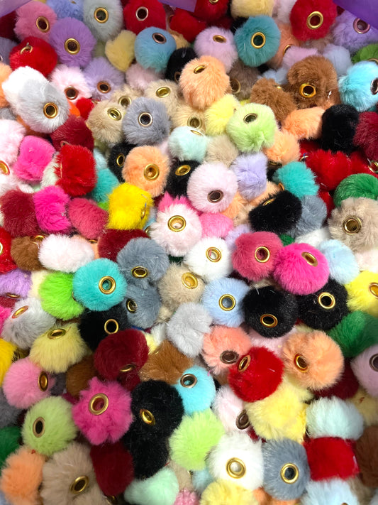 Fuzzy Spacer Pom Pom Flutty Hard With Downy Beads and Random Mix,16mm Optional Color