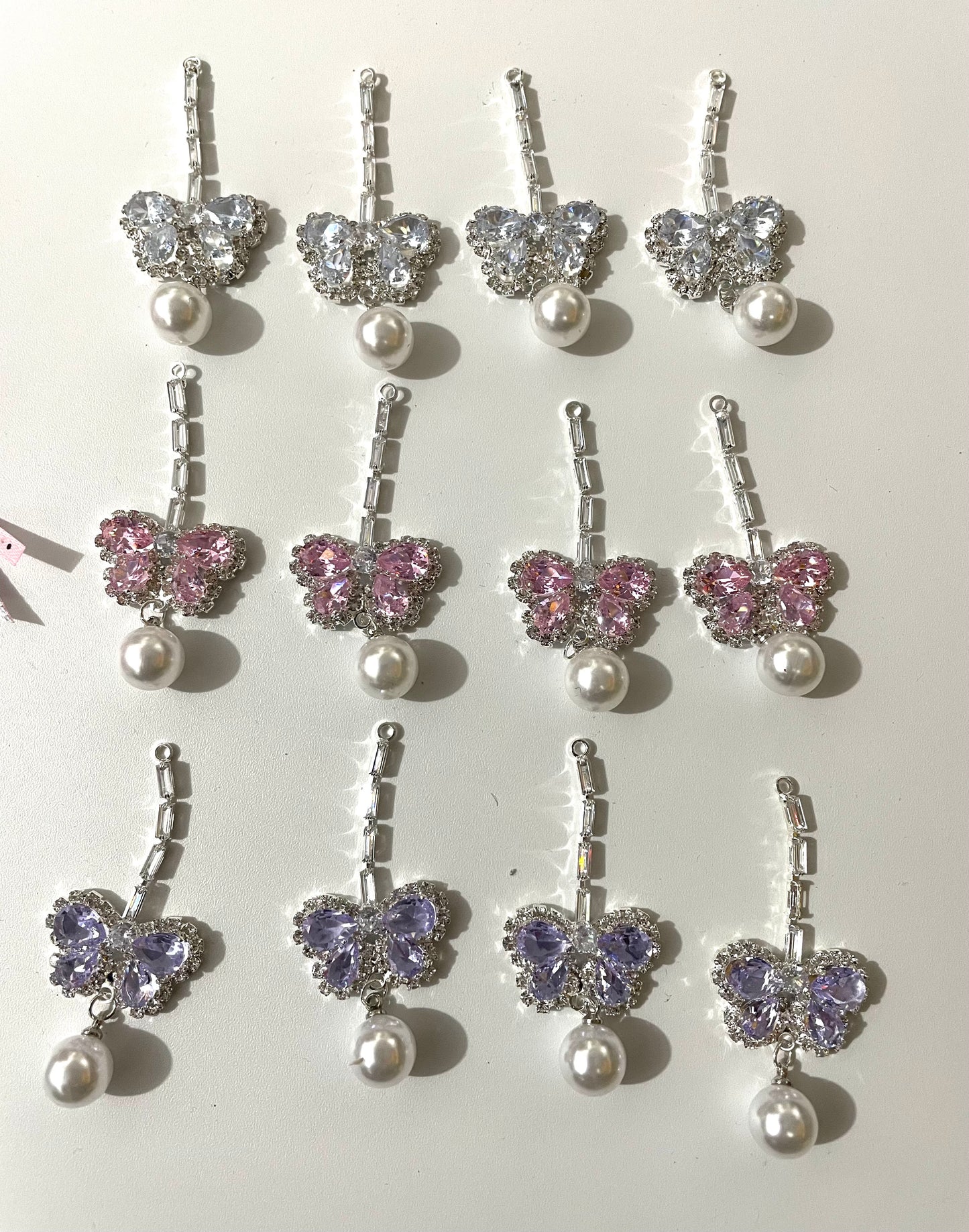 DIY with fancy butterfly charm pendant ornament with crystal rhinestones and pearl