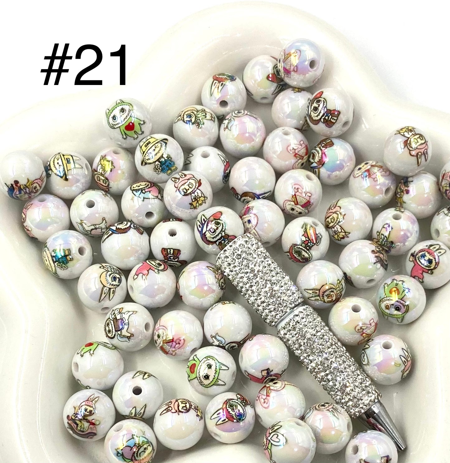 Acrylic Beads Collection Various styles Beads Cute cartoon print Beads 16mm