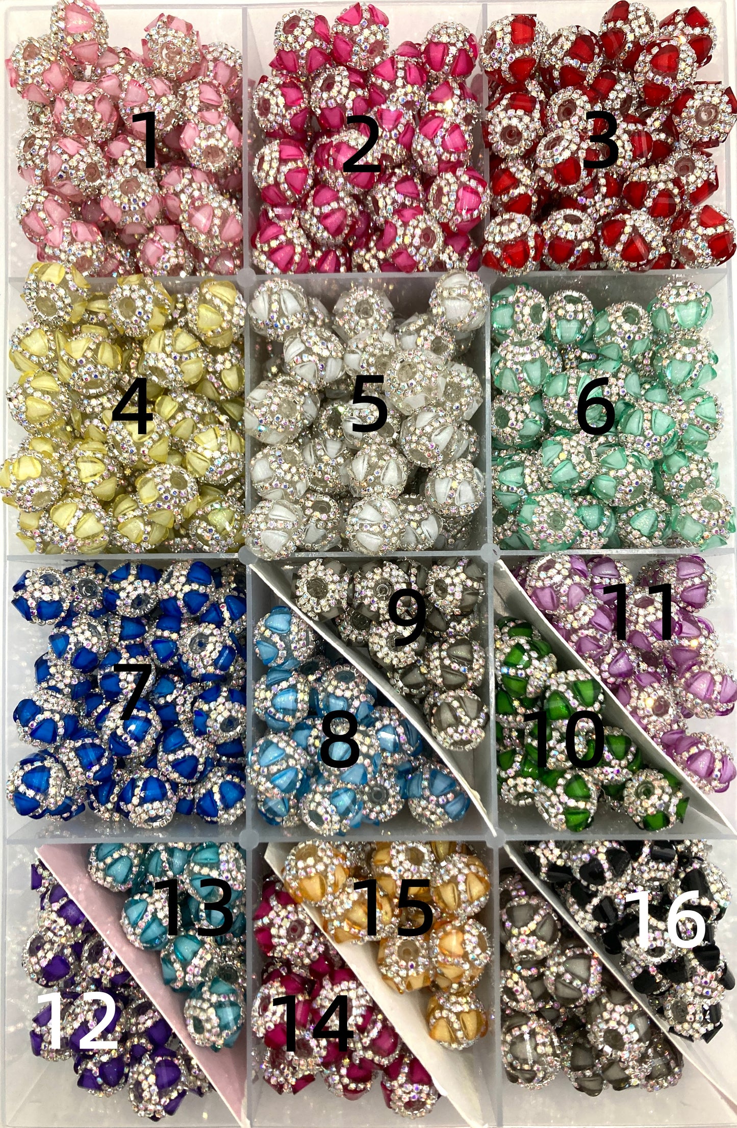 fancy bead heart-shaped  Clear Multicolor Crystal with Double Layer Rhinestones Chain Acrylic Beads fancy lantern heart bead Random Mix18mm colored