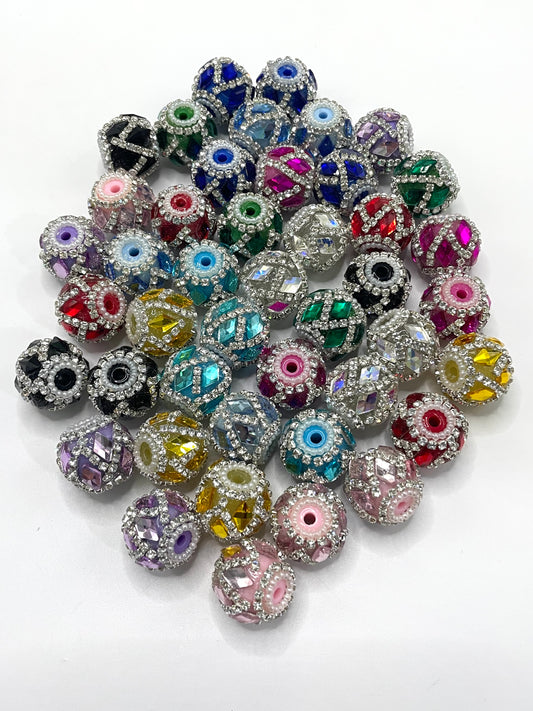 Fancy Beads Mirror glass rhinestone Chain rhombus lozenge shaped Beads Chain spacer and pearl spacer Acrylic beads 18mm