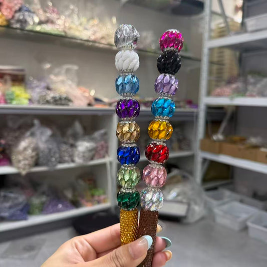 DIY beaded beadable fancy beads ornament with rhombus diamond-check colored stone, random mix