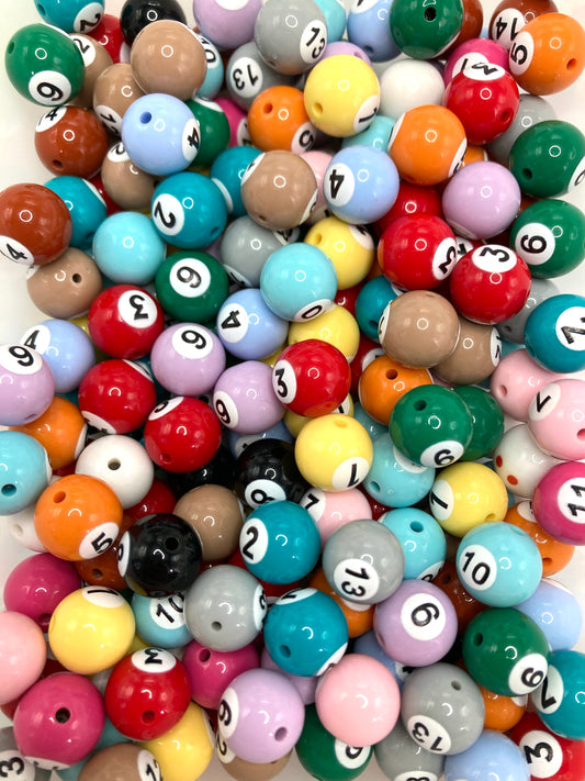 Acrylic beads Digital beads Chinese-style Billiards 16mm Random Mix （#6）
