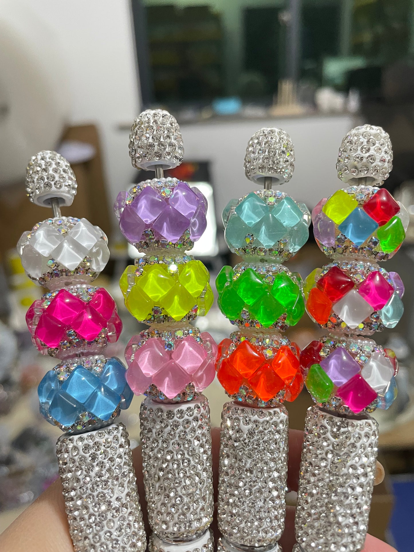 diy beaded beadable fancy crystal rhinestone pearl beads ,colored,random mix