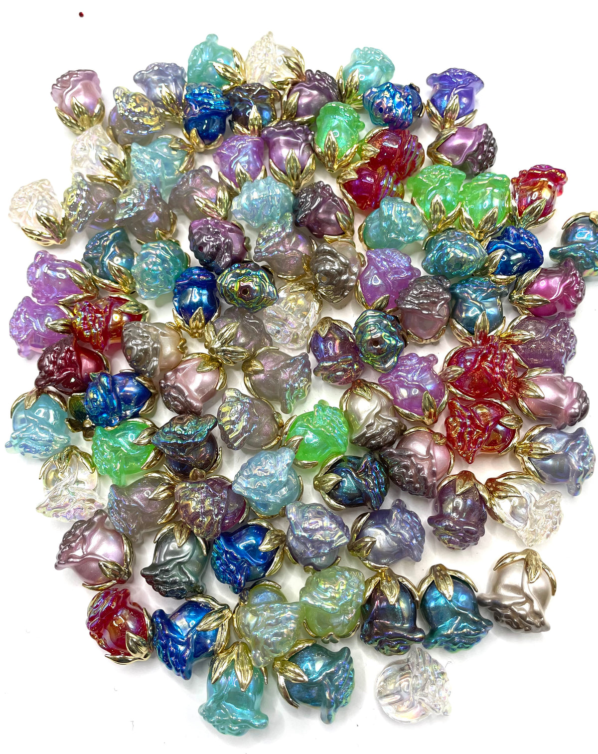 diy beaed beadable fancy rose with metal bead cap this is not beaded through only can be topper