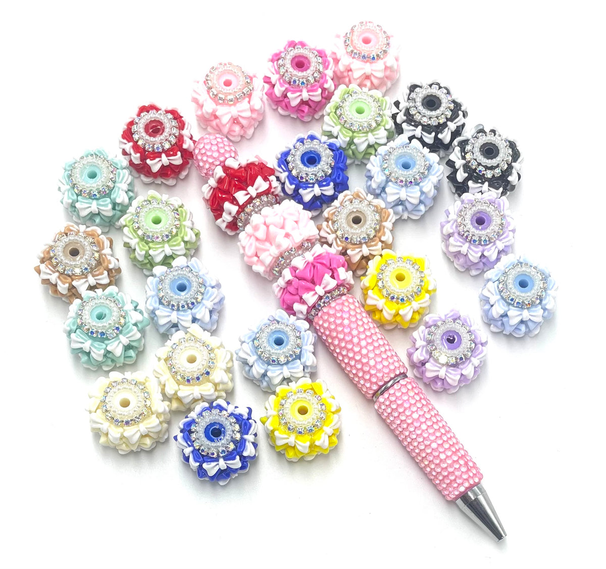 bow bead double layer bow beads fancy beads