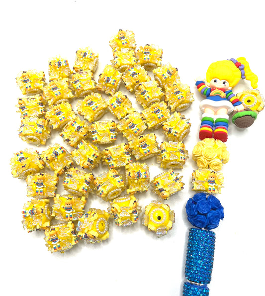 Beaded beadable beads rainbow brite girl  figure character beads ornament with butterfly