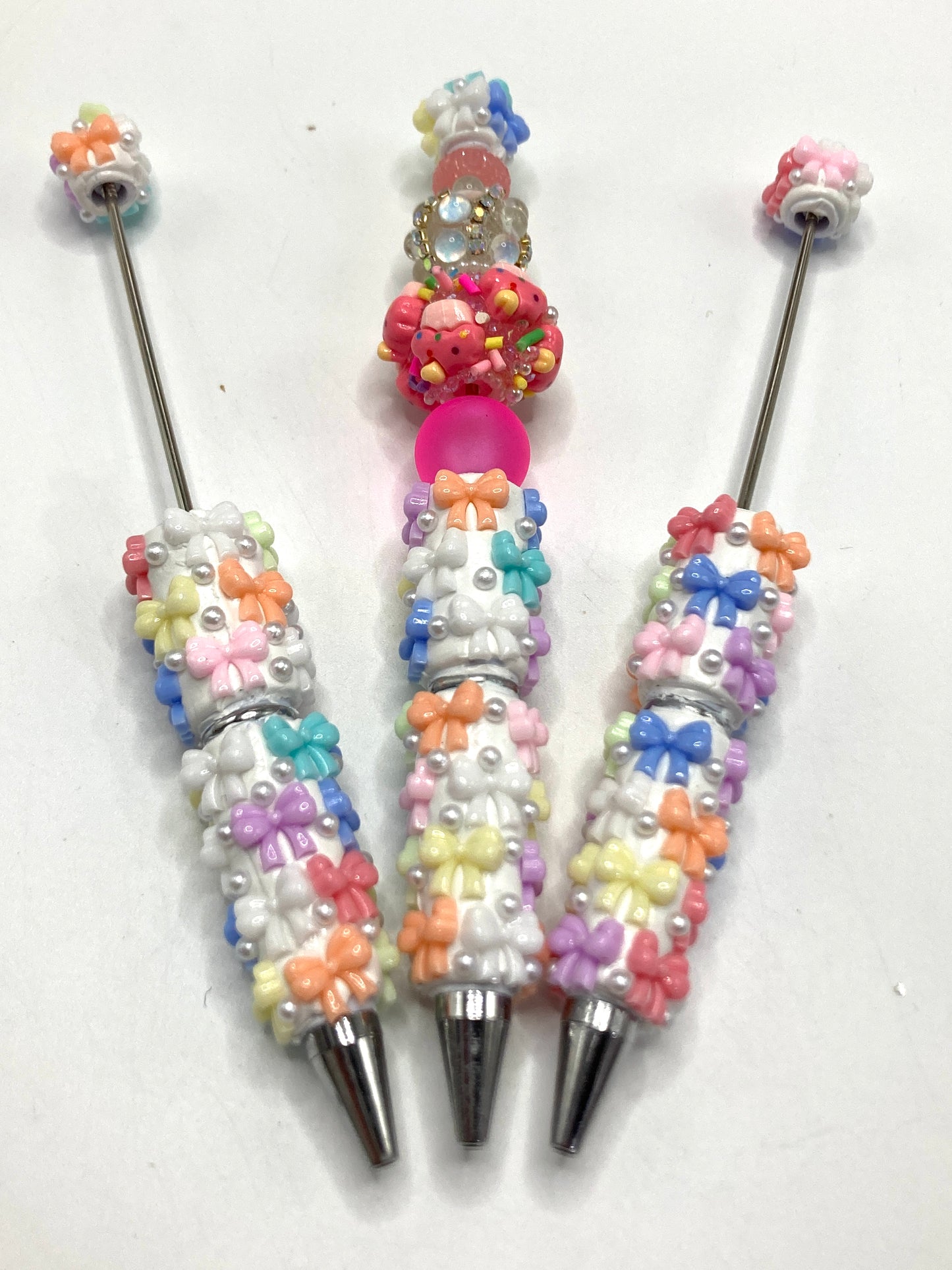 DIY Ceramic Clay Cartoon Bead Colorful bow Beaded pen