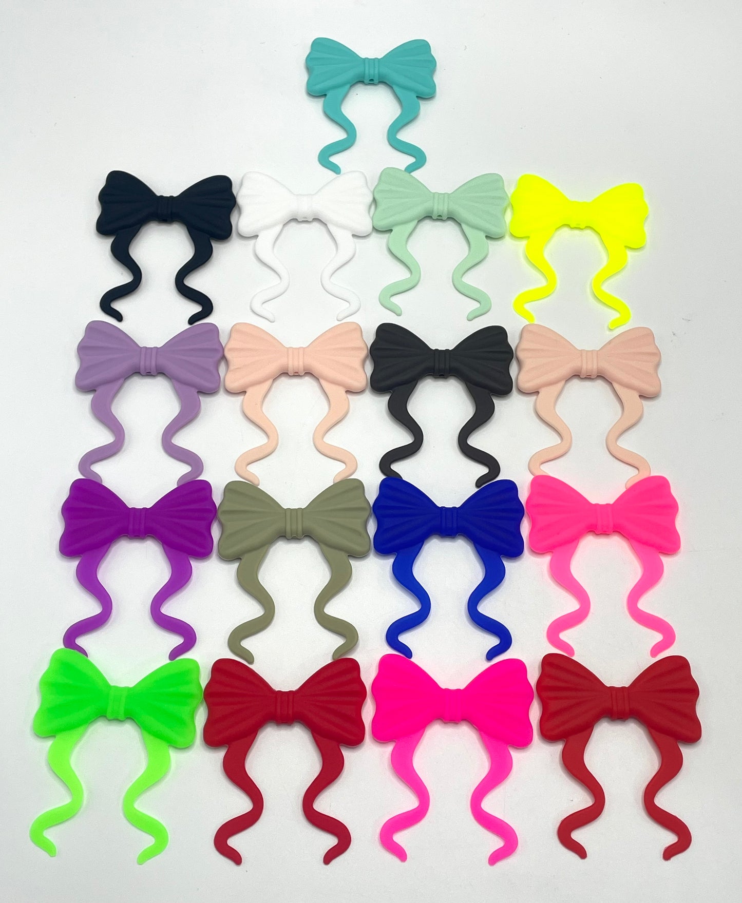 Soft silicone beads Silicone ribbon bow tie Neon color scheme Silicone gel 60mm