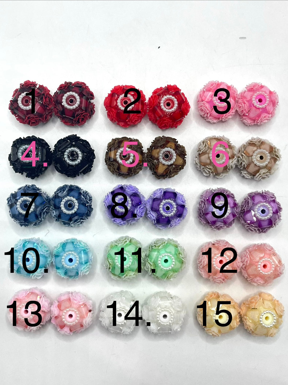 flower bead with heart fancy bead and pearl