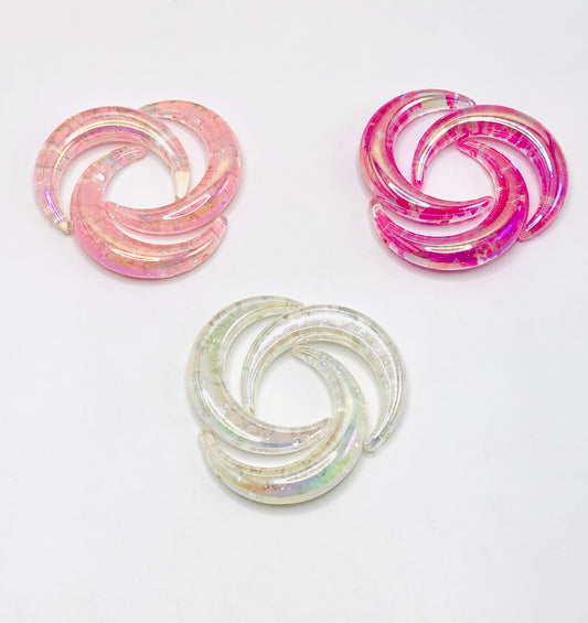 Glitter Cloud and Clear UV Color Moon Acrylic Beads,Random Mix,46mm