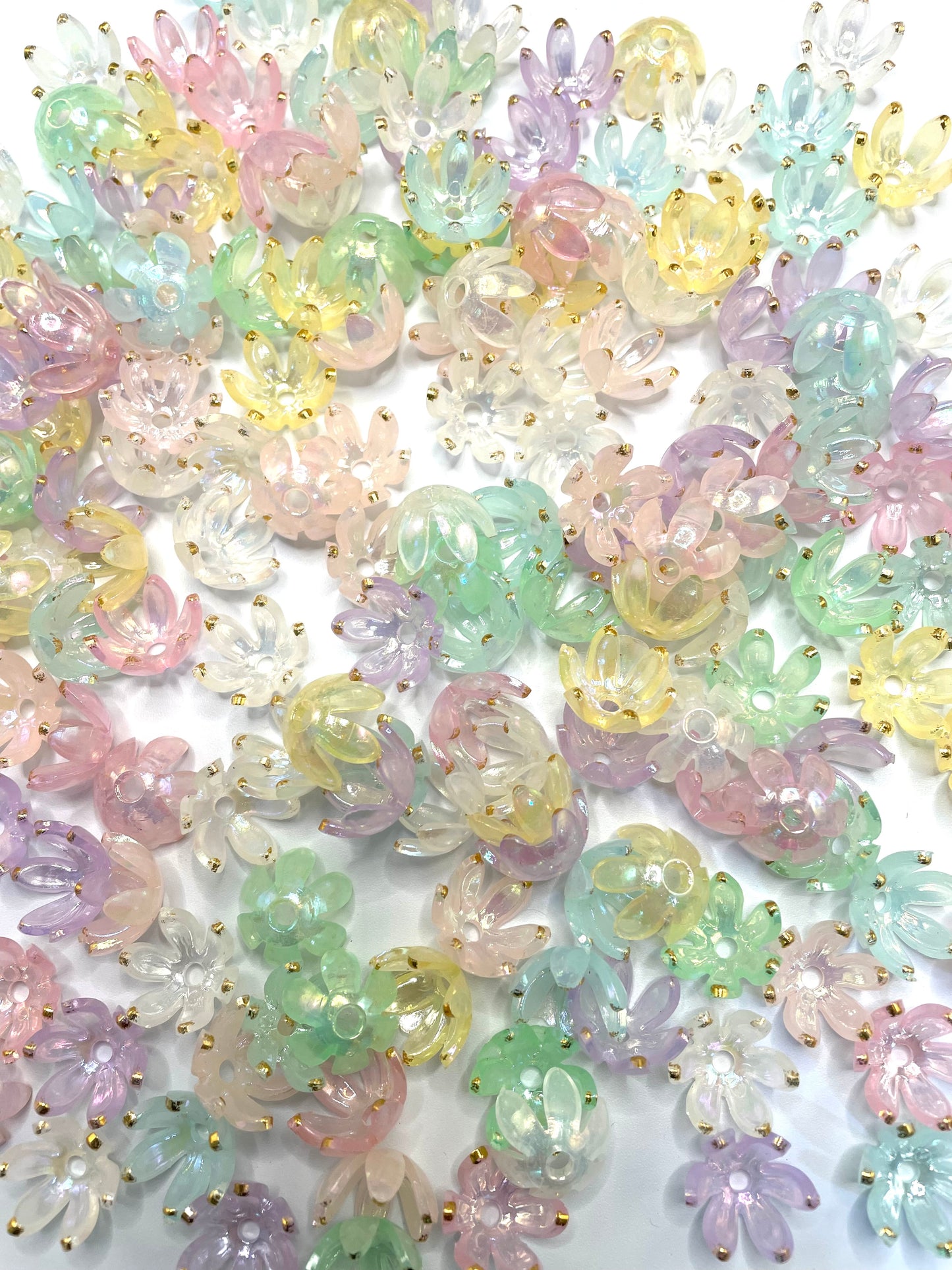 Plastic Bright Flowers Round Edge Spacers Acrylic,Random Mix,18mm