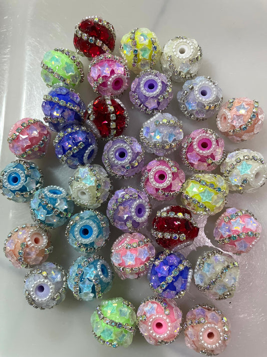 fancy bead ornaments rhinestone chain star stone pearl diy bead acrylic bead colored ,random mix