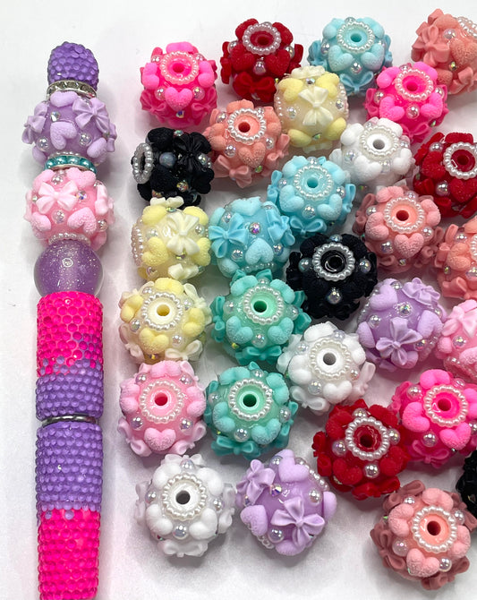 Fancy Beads bow Matte Heart Rhinestone Pearls and Chains spacers Beads  Random Mix