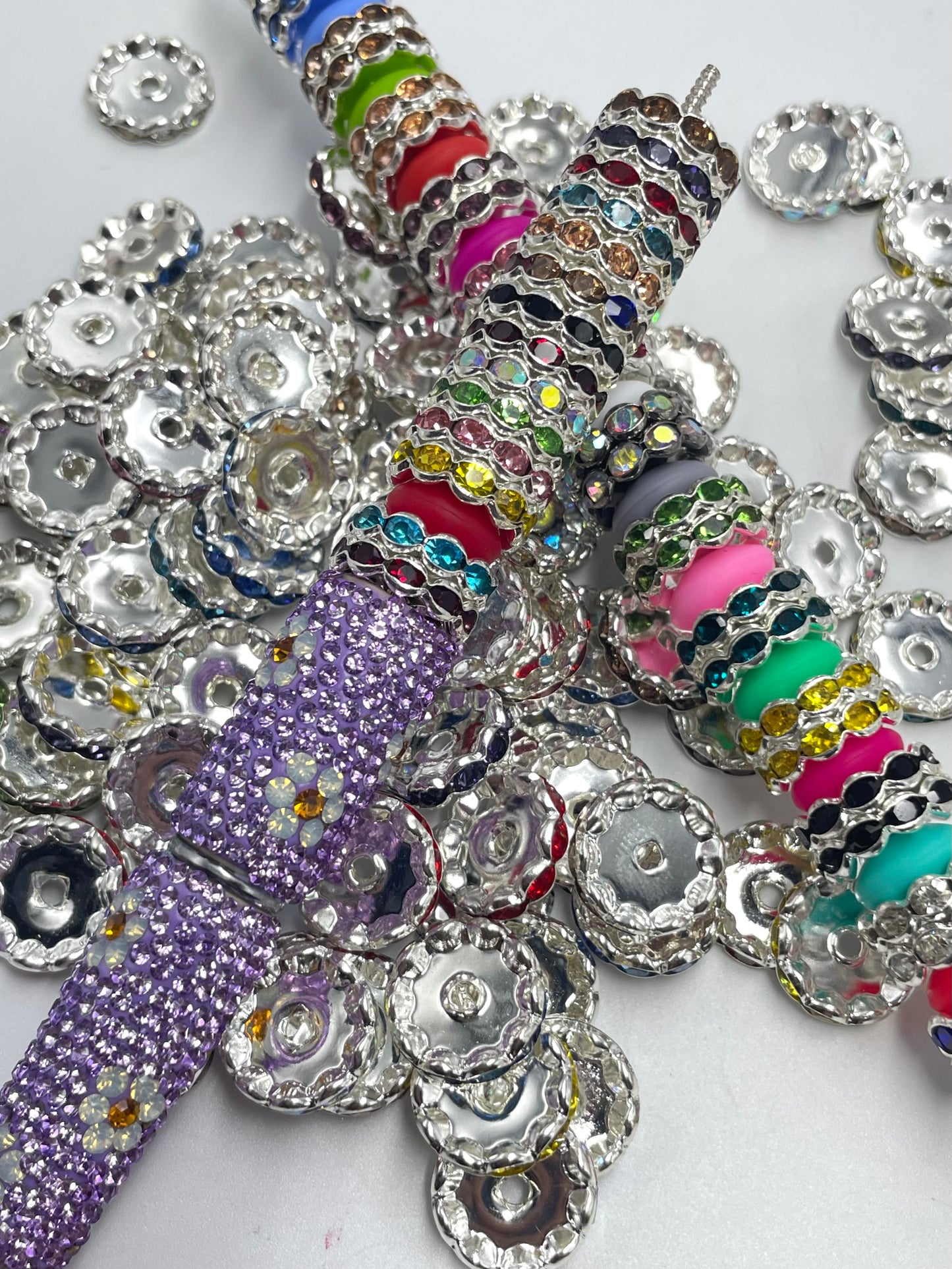 Beaded beadable wavy wave metal metallic spacer 15mm  Spacers With Rhinestone,Random Mix,15mm