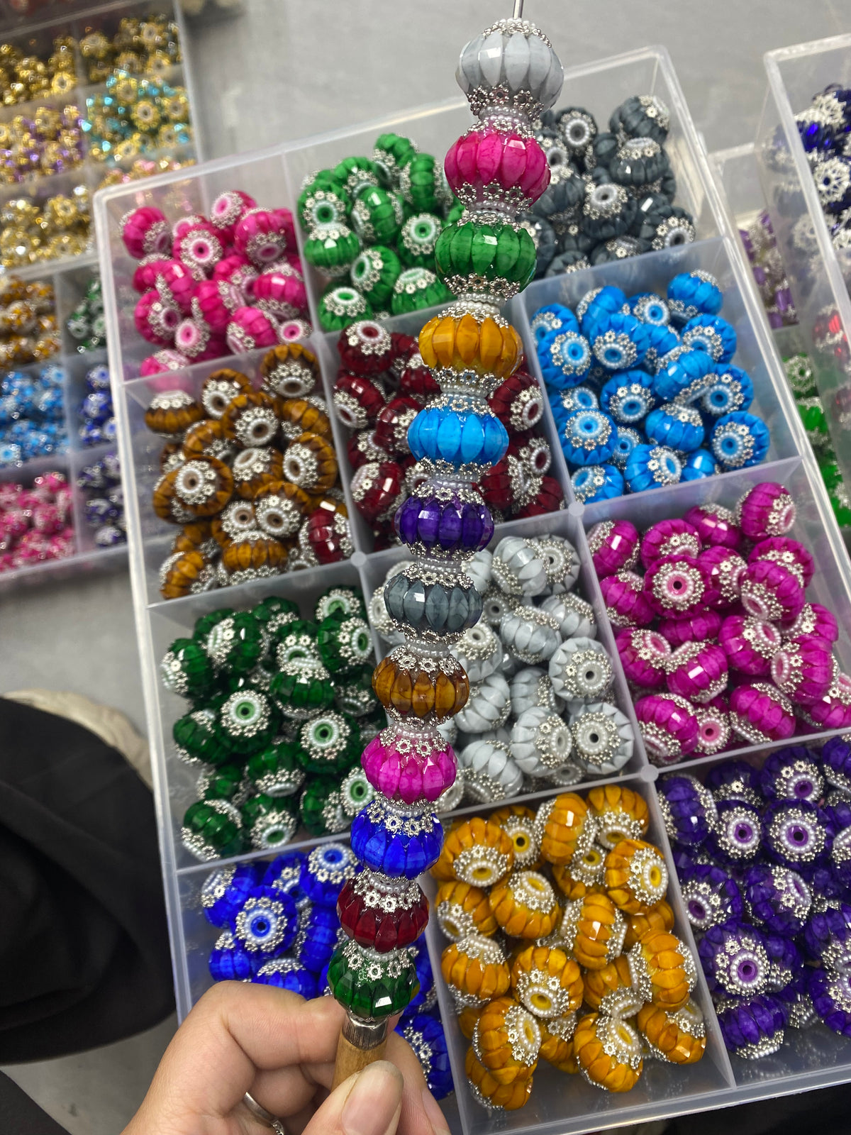diy beaded beadable beady fancy horse eyes lantern beads ornarments with metal flower and pearl ,random mix