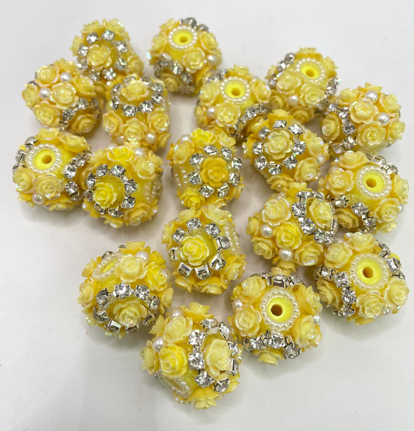 flower fancy Flower bead multicolour rose Chain Pearl acrylic Solid bead 23mm Random Mix