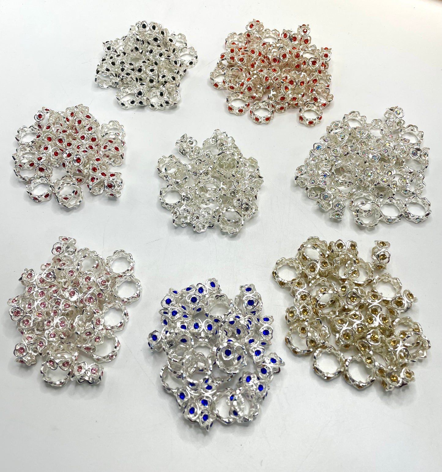 Metal spacer Alloy beads Heart Rhinestone Multicolored Alloy gasket Random Mix