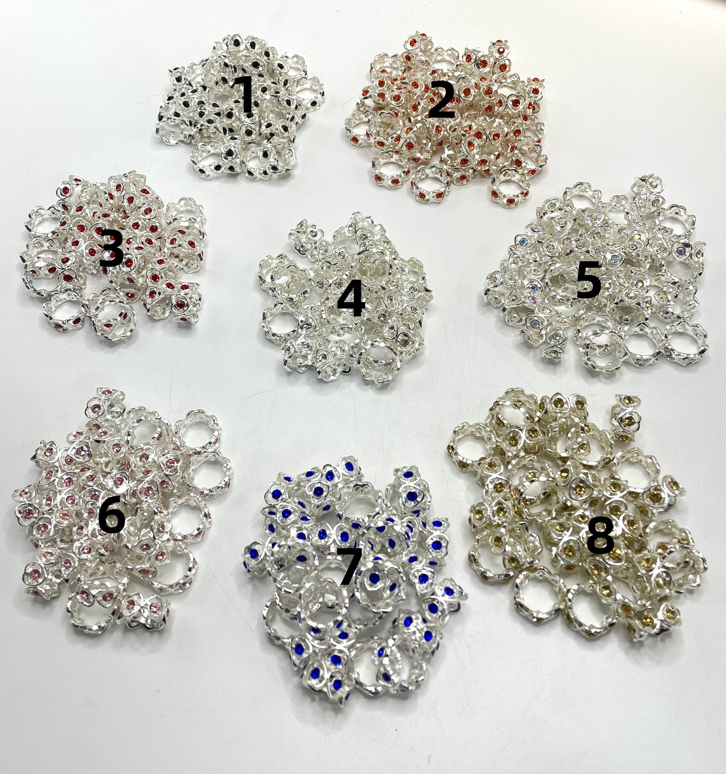 Metal spacer Alloy beads Heart Rhinestone Multicolored Alloy gasket Random Mix