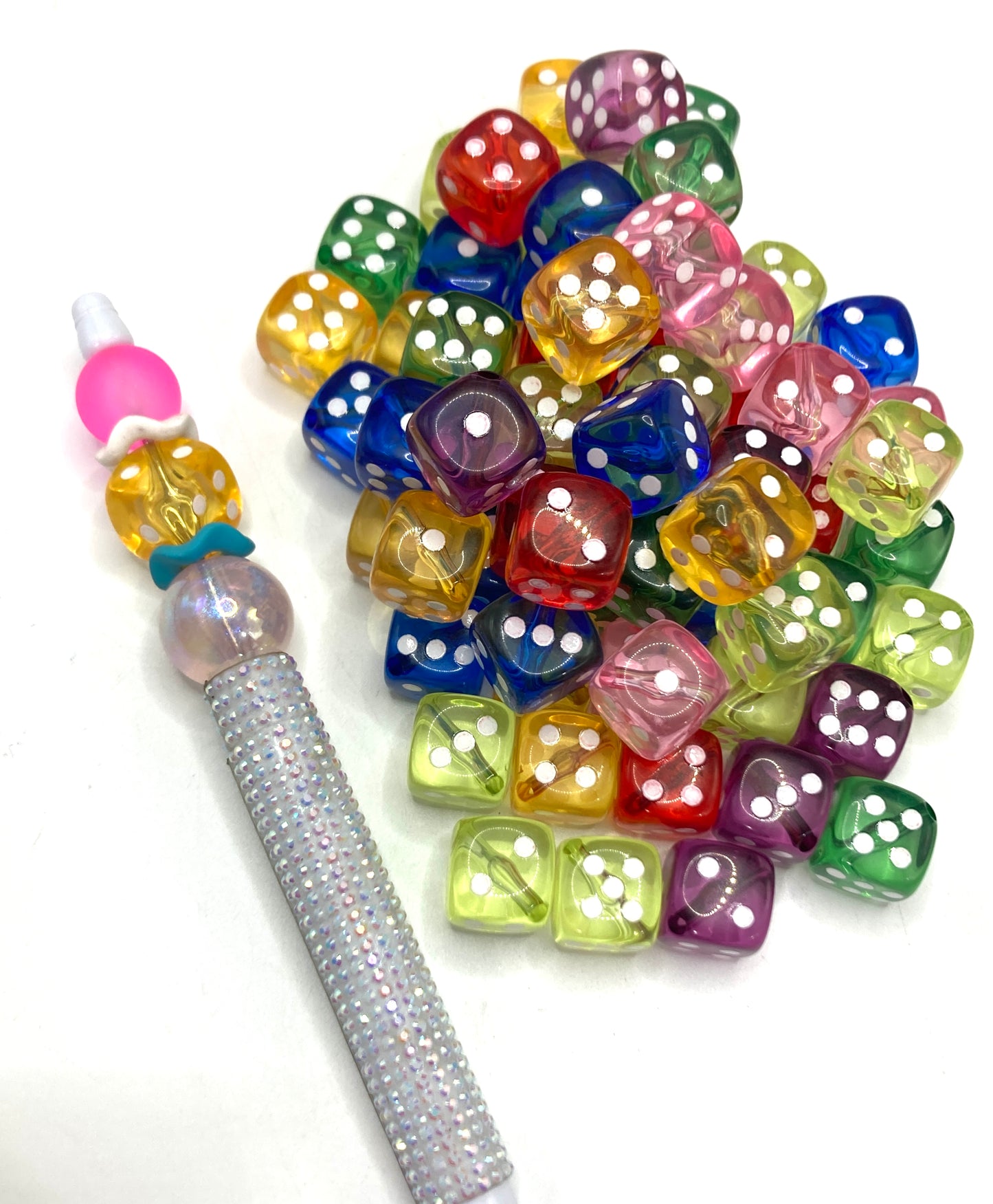 Acrylic beads Beaded sieve Dice Porous Special beads Colorful dice Random Mix 15mm