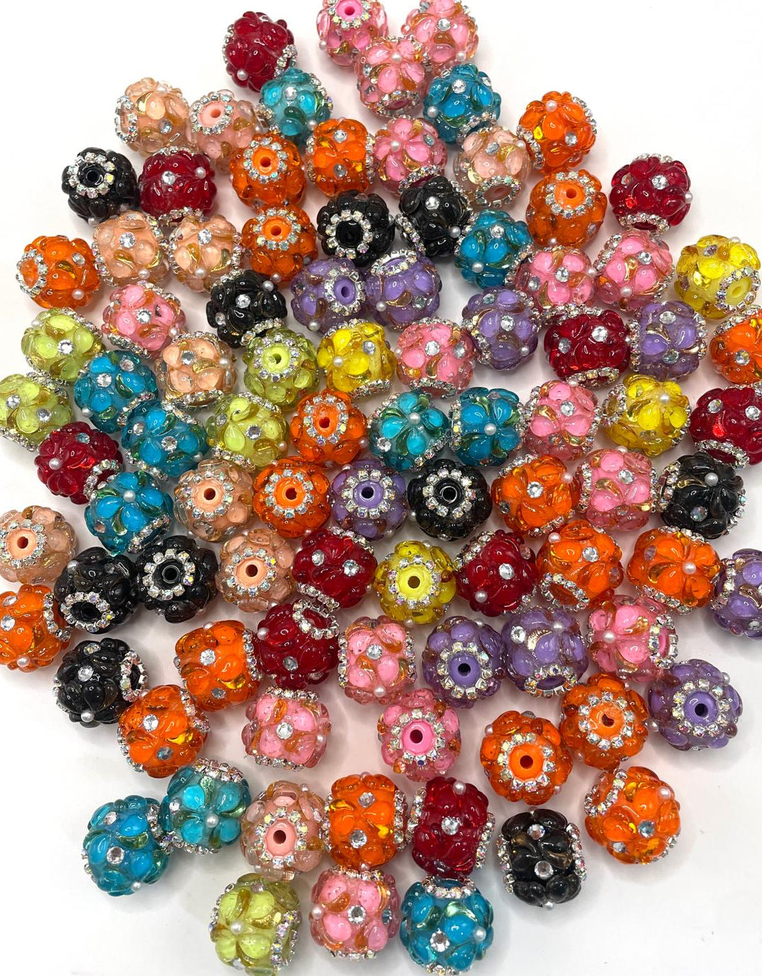 One Colorful R Bead fancy bead colorful acrylic base bead with colorful leaves and ornamen ...