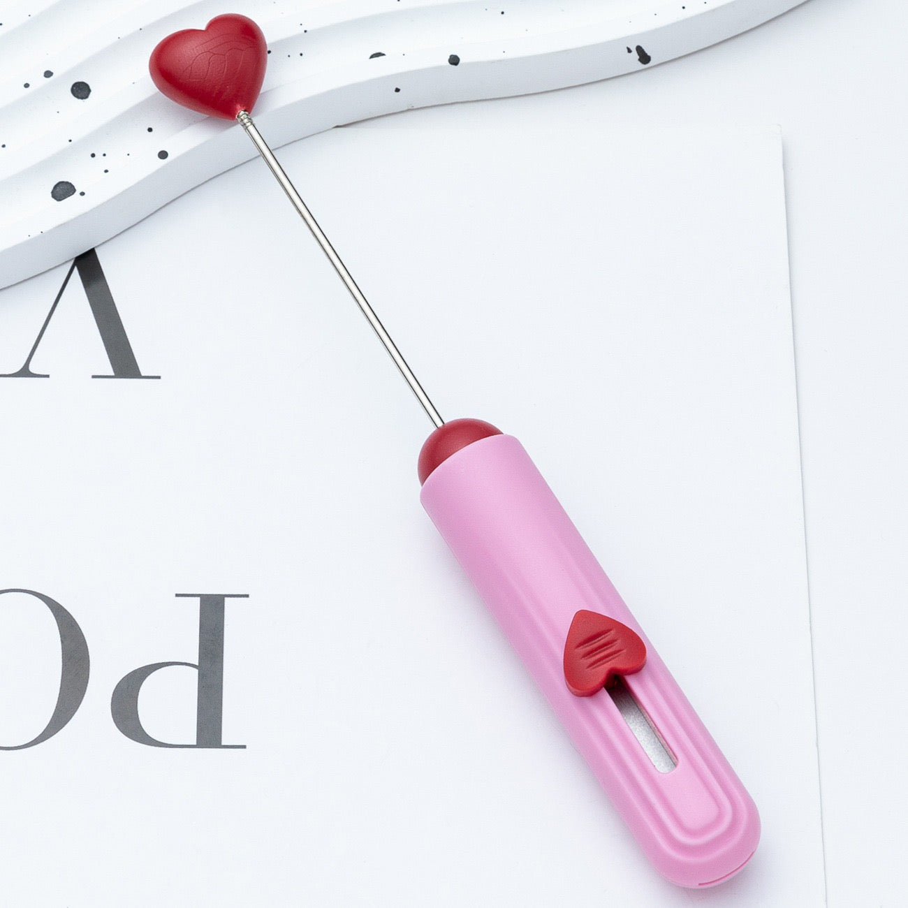 Diy beadable beaded box opener cutter package opener with heart shape top